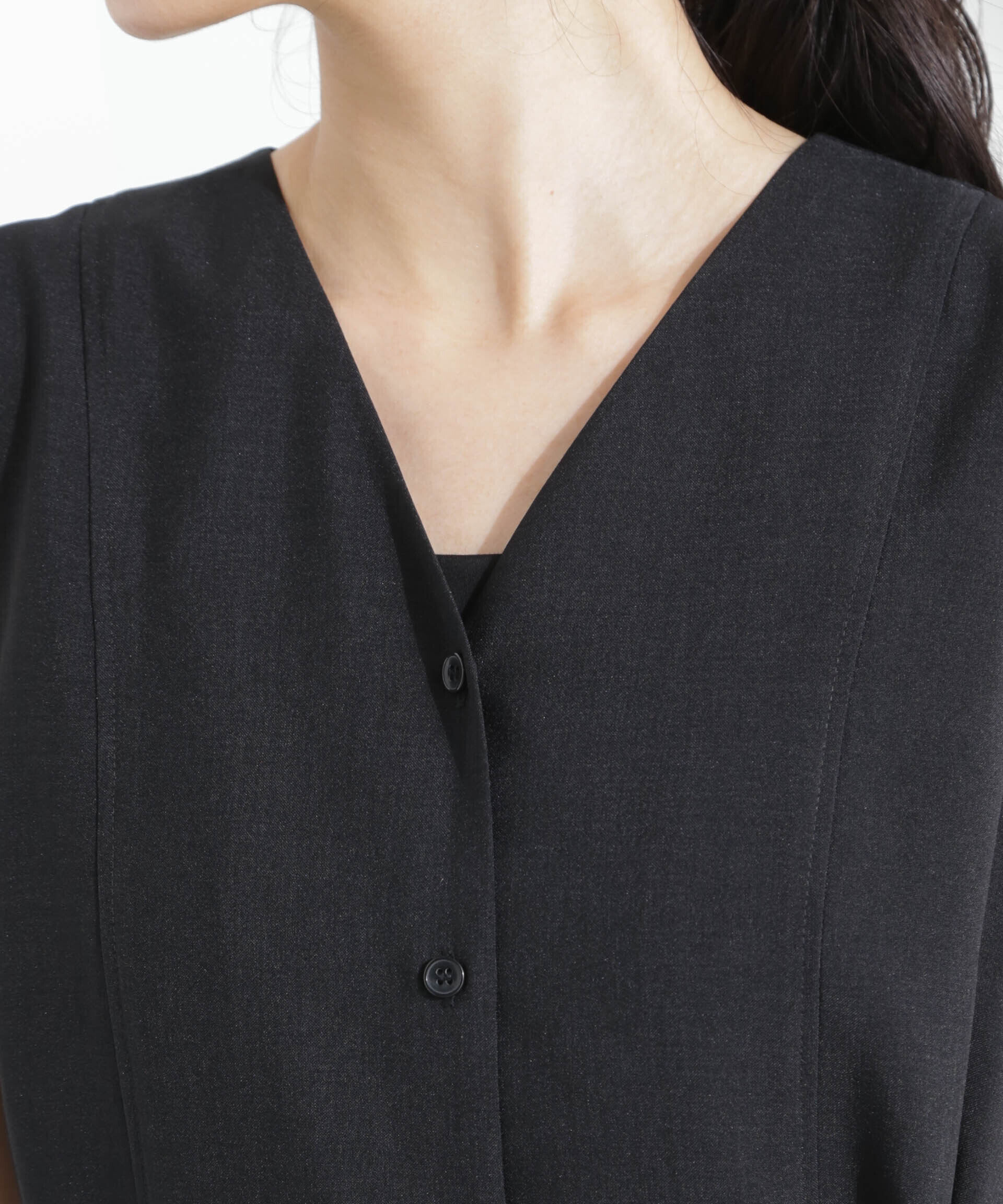 nano･universe「メランジドライ ベルト付きVネックワンピース」|ワンピース|