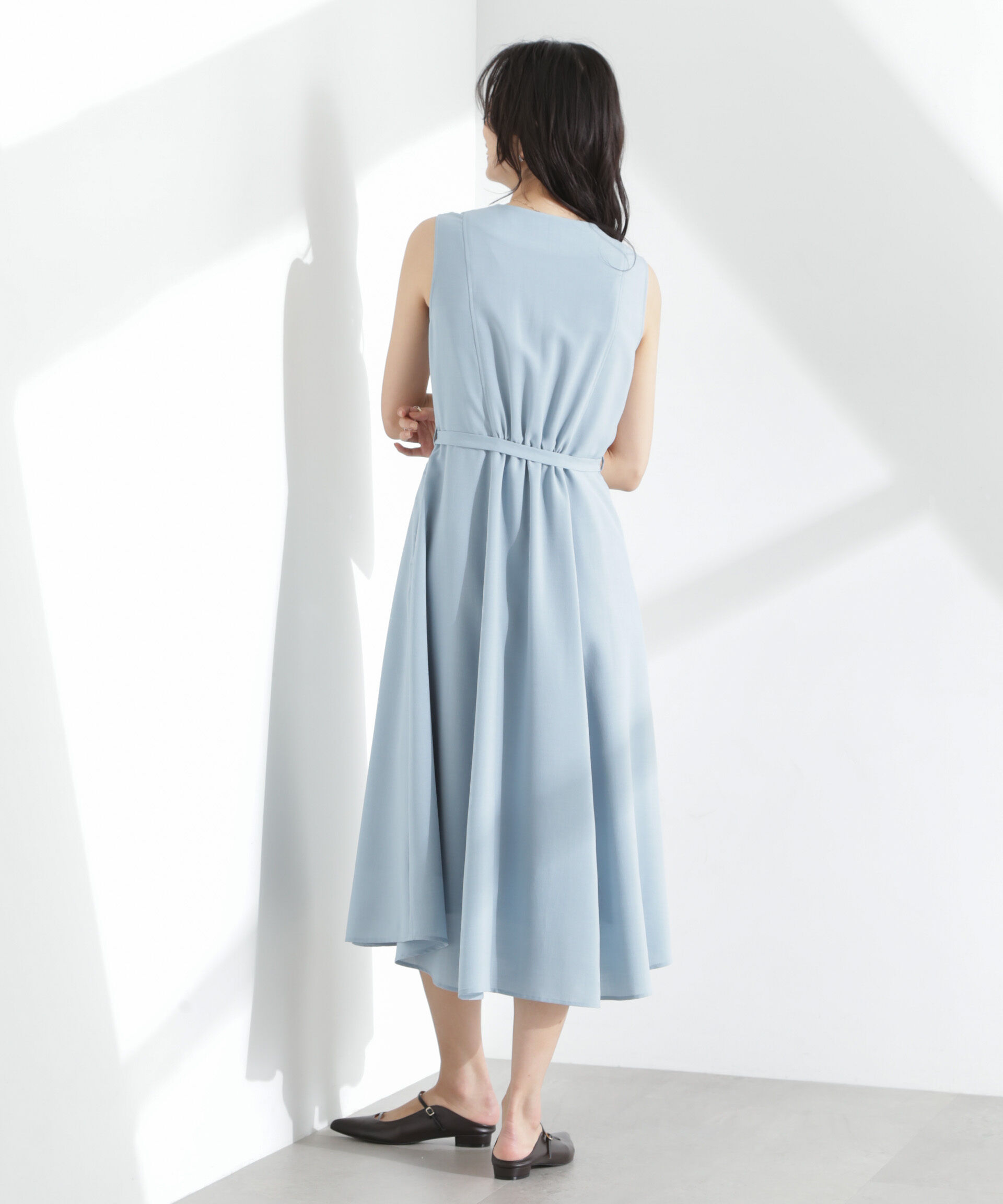 nano･universe「メランジドライ ベルト付きVネックワンピース」|ワンピース|