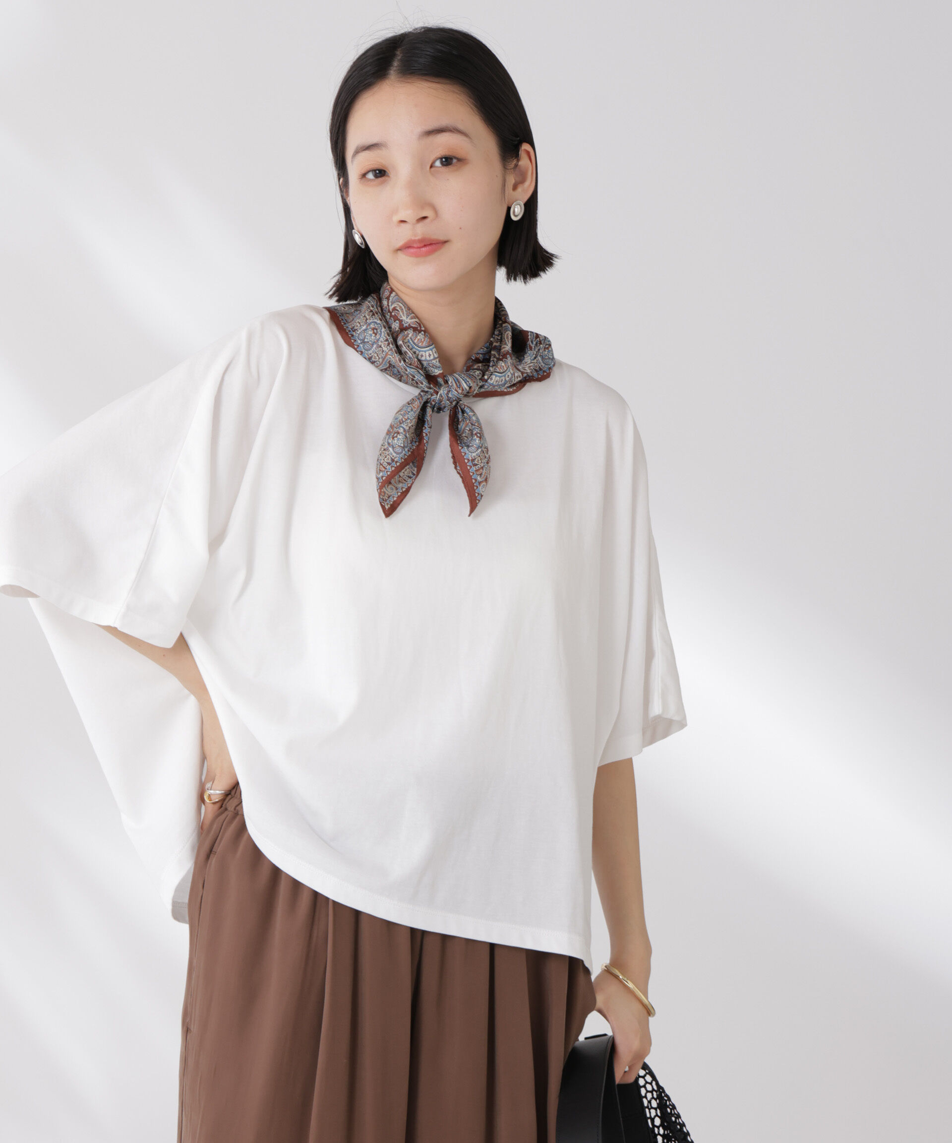 nano･universe「吸水速乾抗菌防臭ドルマンワイドトップス」|Tシャツ・カットソー|ホワイト