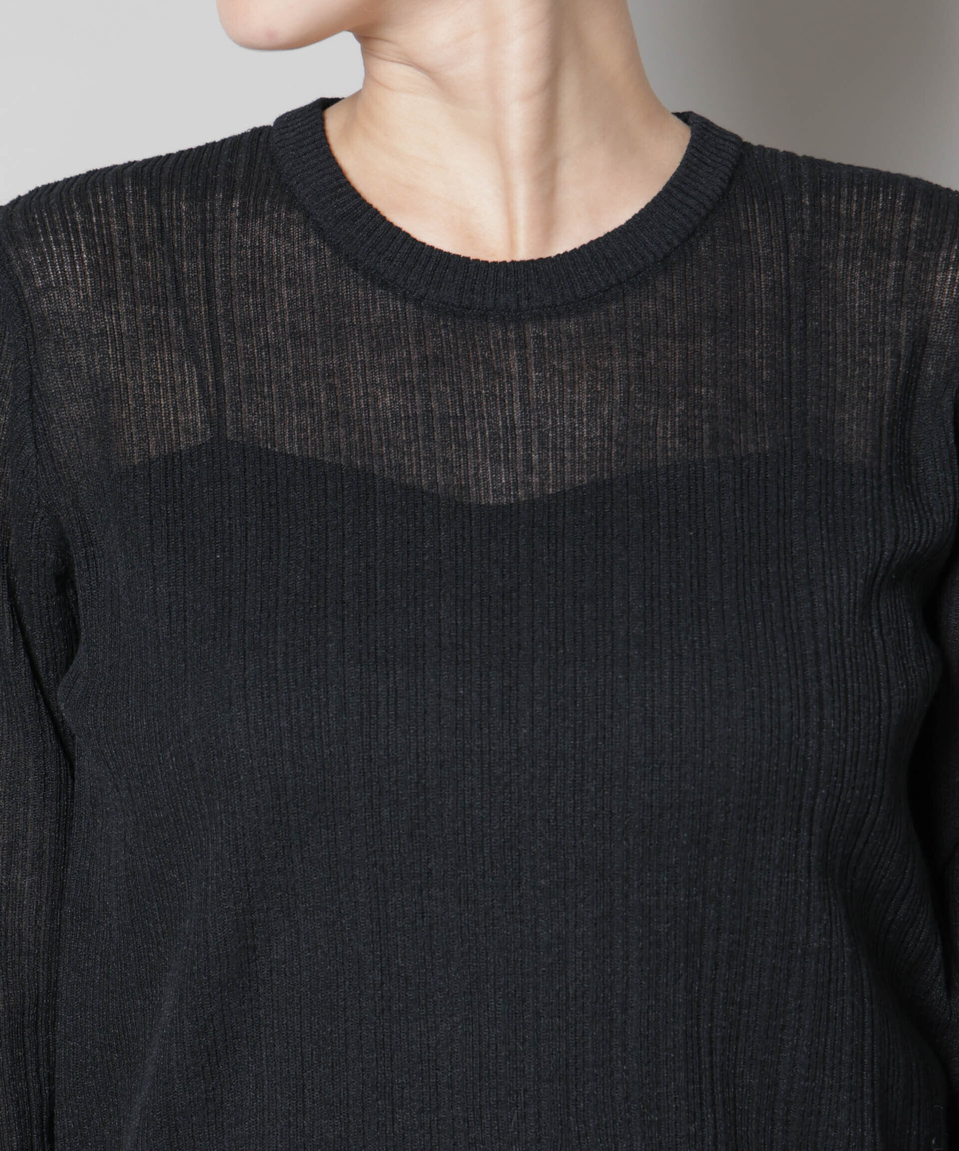 nano･universe「シアーランダムリブクルーネックニット」|ニット・セーター|