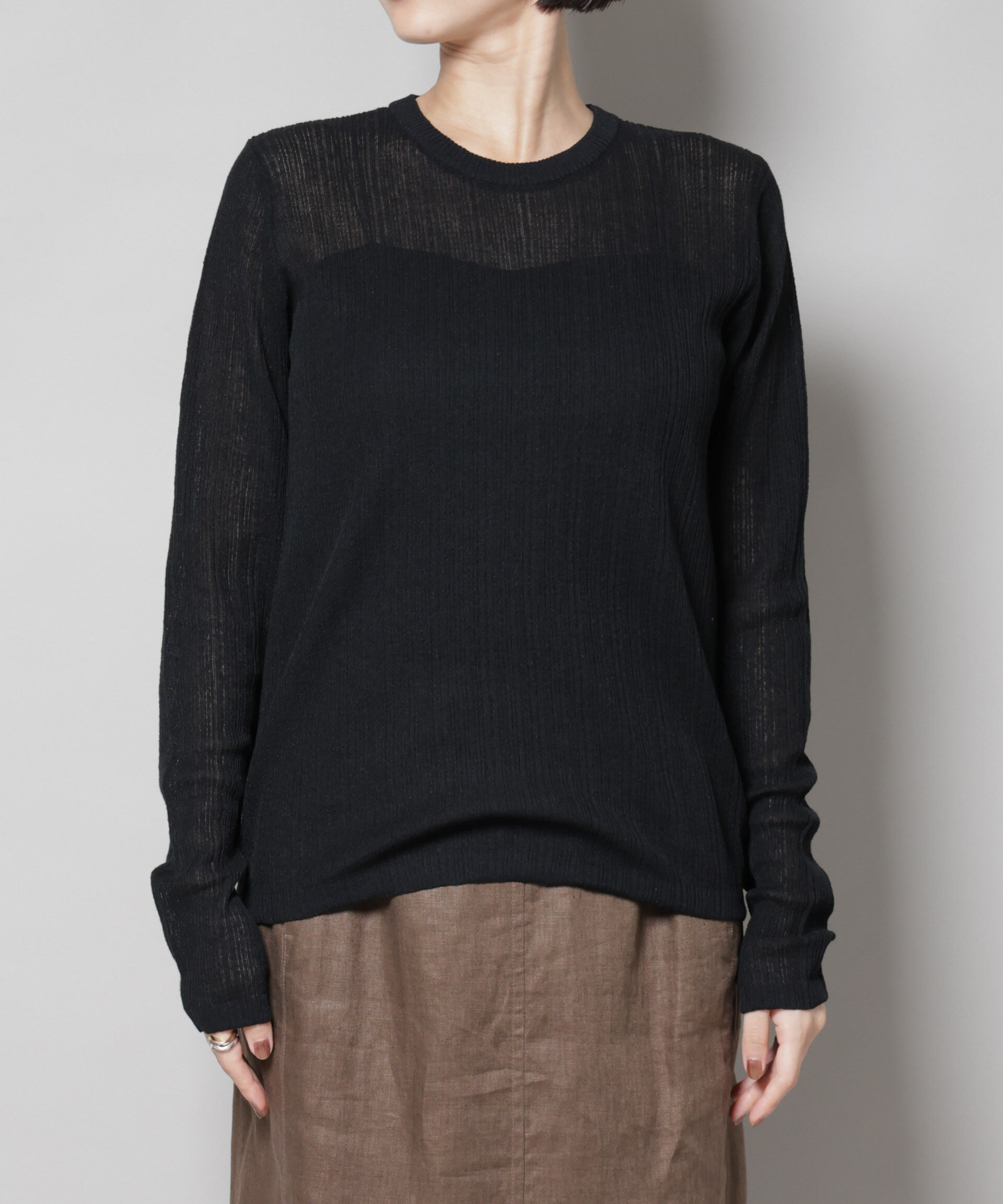 nano･universe「シアーランダムリブクルーネックニット」|ニット・セーター|