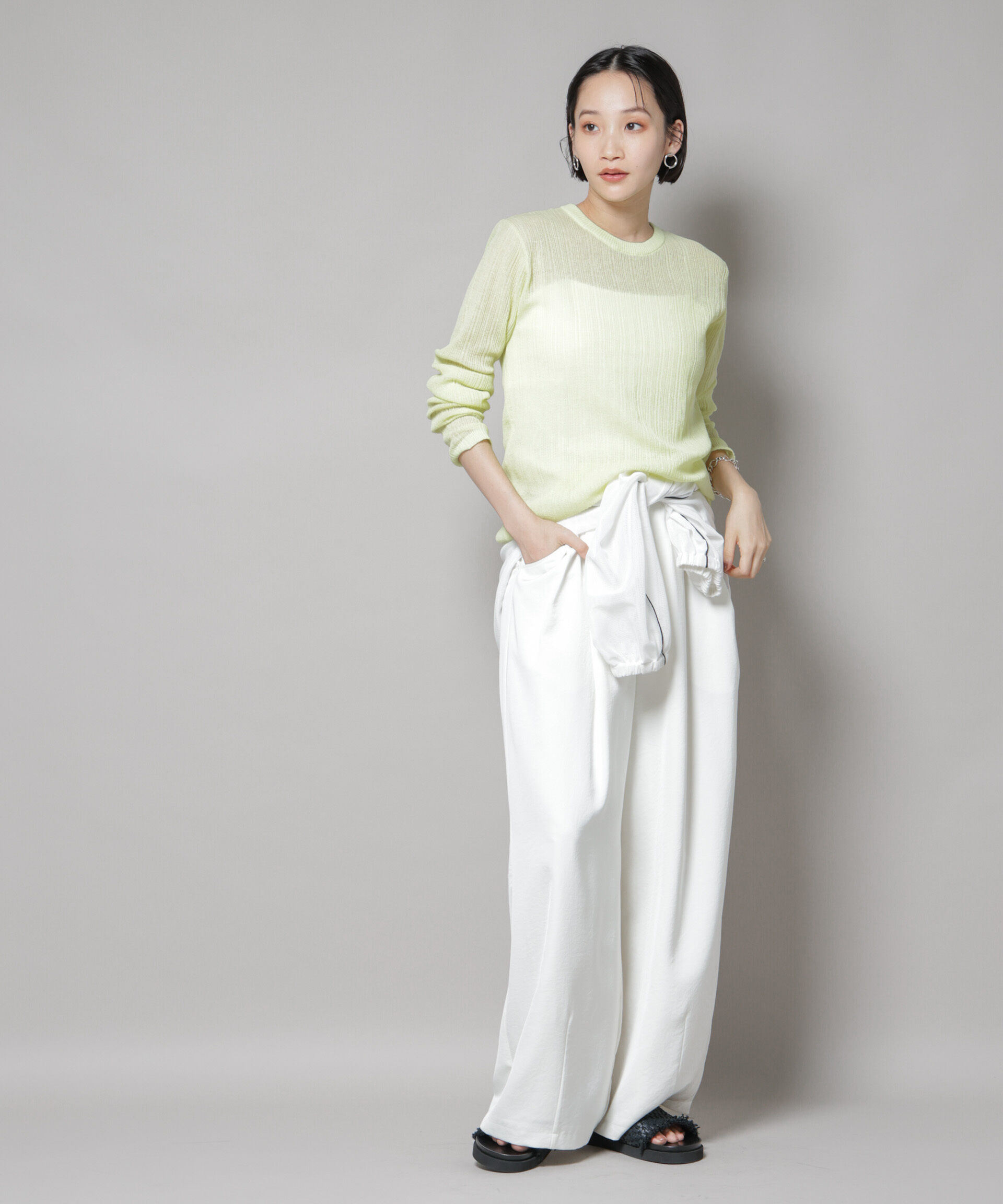 nano･universe「シアーランダムリブクルーネックニット」|ニット・セーター|