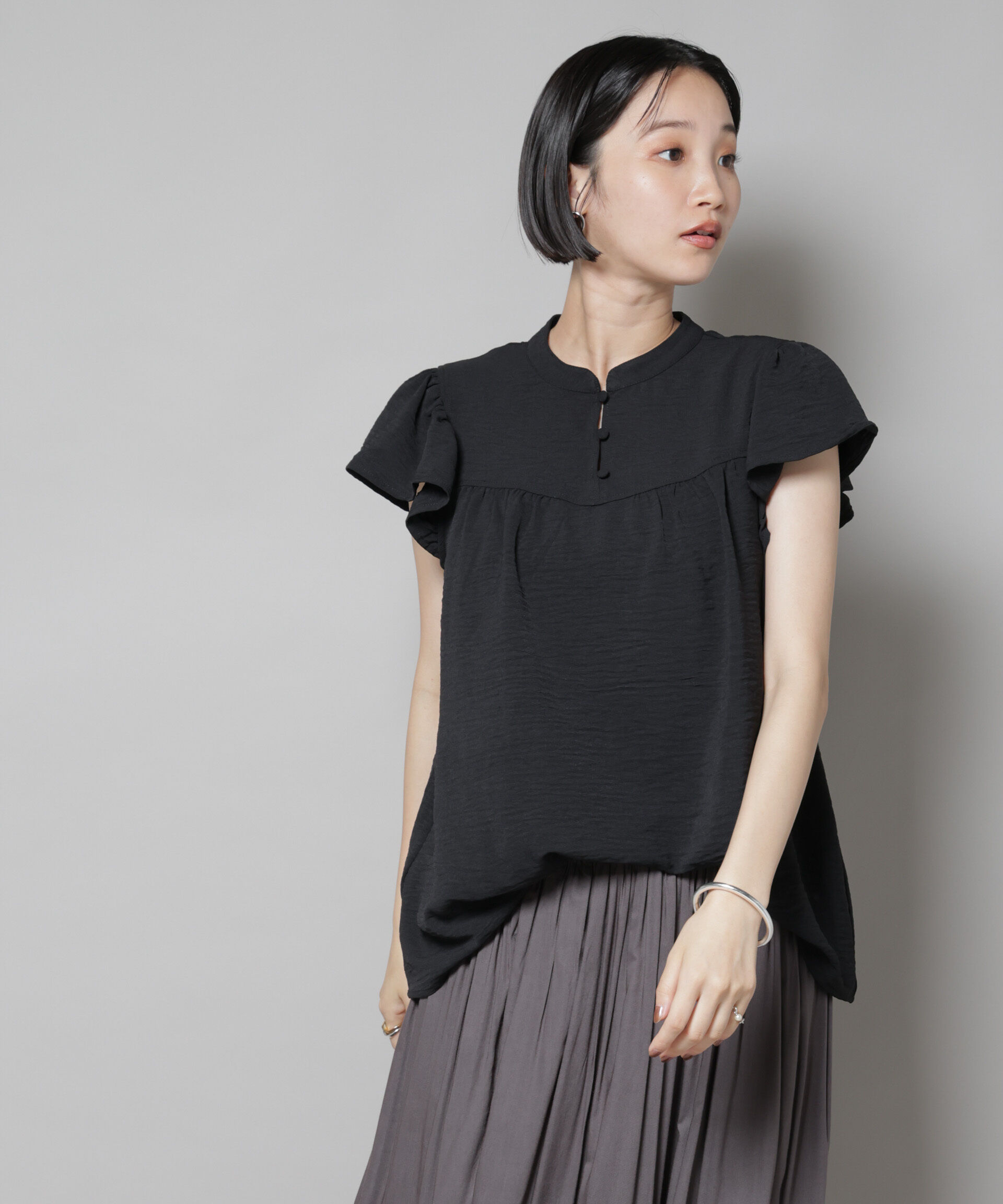 nano･universe「フリルスリーブブラウス(セットアップ可)」|シャツ・ブラウス|