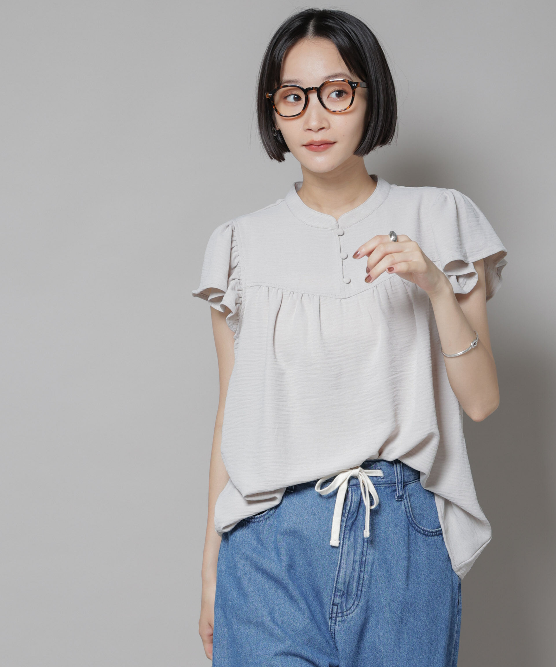 nano･universe「フリルスリーブブラウス(セットアップ可)」|シャツ・ブラウス|