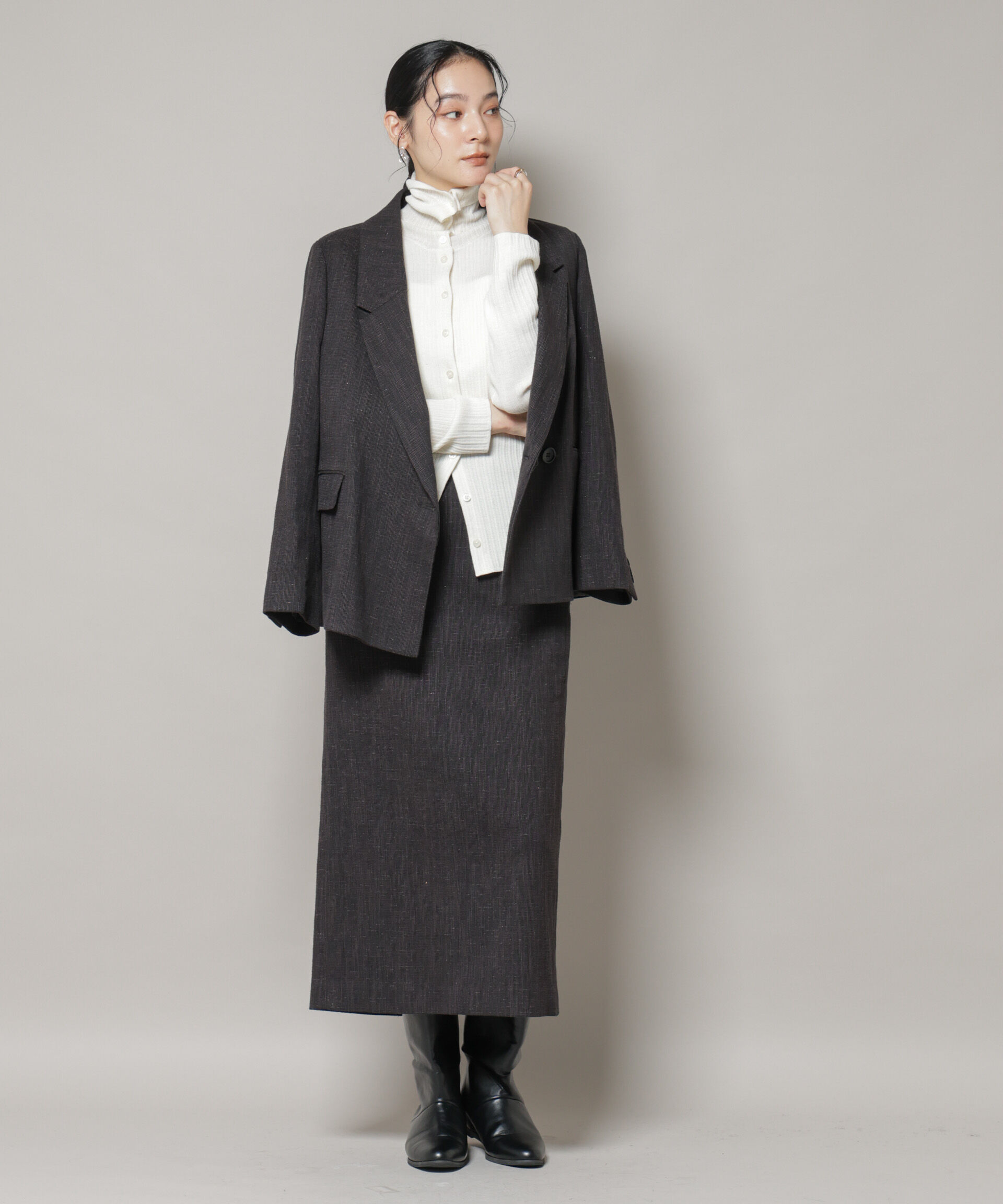 nano･universe「ツイードセミダブルジャケット(セットアップ可)」|テーラードジャケット|