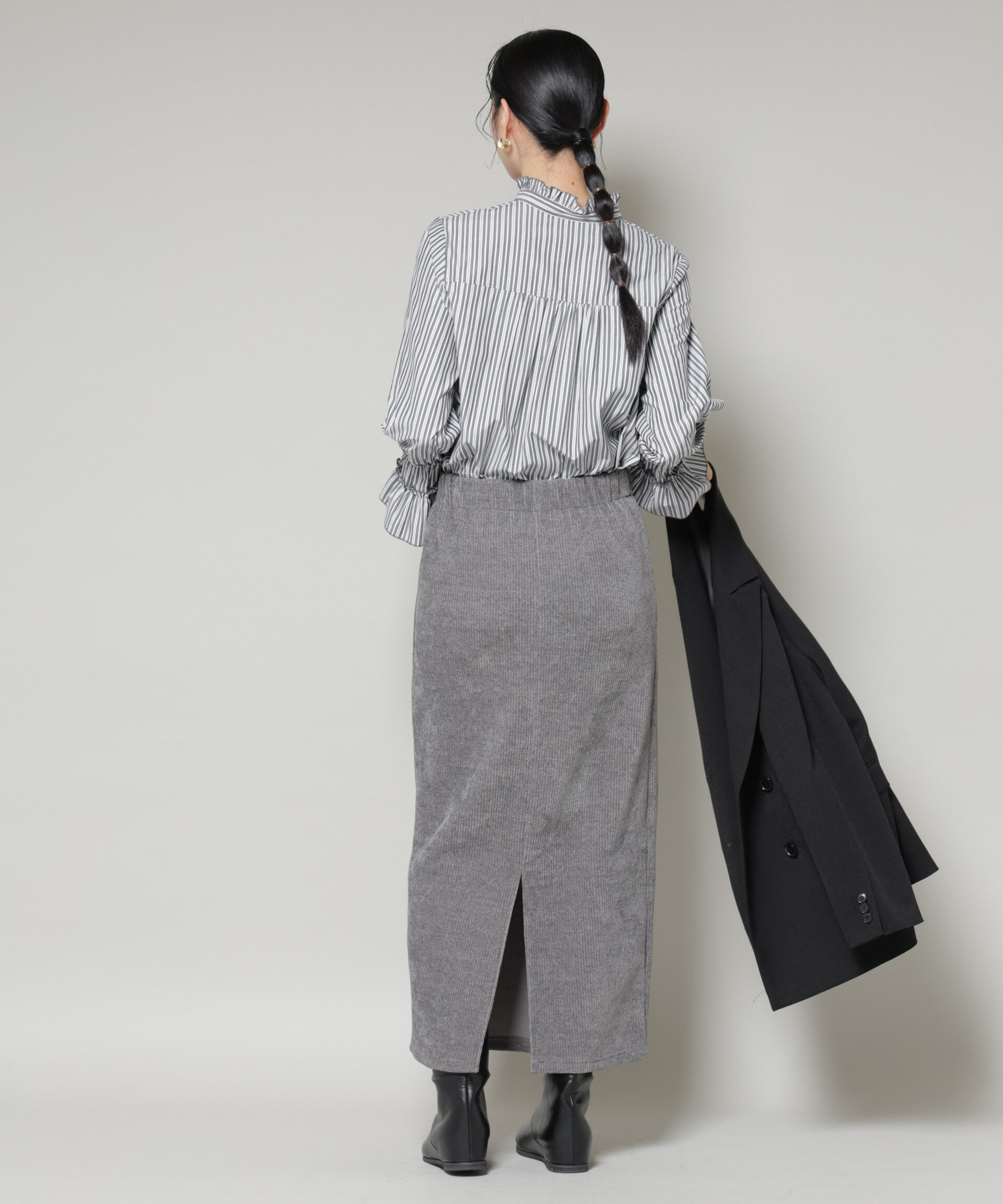 nano･universe「ストライプフリルシャツ」|シャツ・ブラウス|