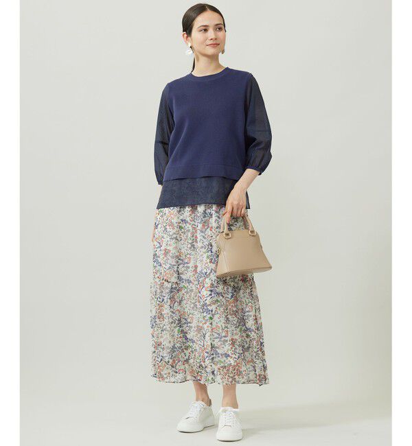 自由区「【セットアップ対応】ボタニカルフラワープリントティアード スカート」|スカート|