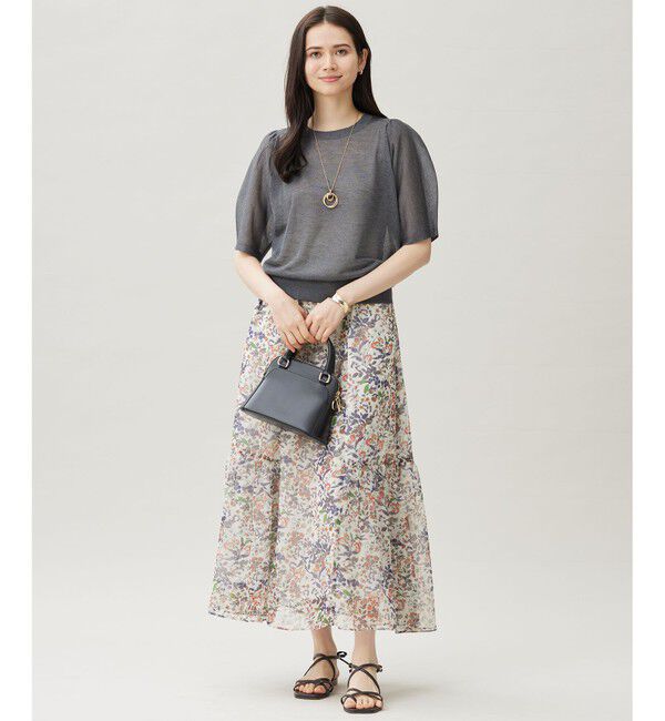 自由区「【セットアップ対応】ボタニカルフラワープリントティアード スカート」|スカート|