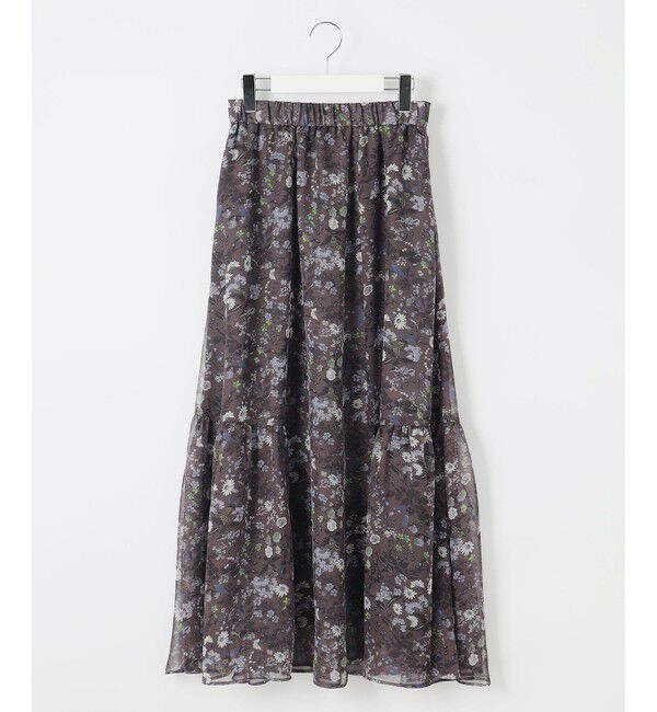 自由区「【セットアップ対応】ボタニカルフラワープリントティアード スカート」|スカート|