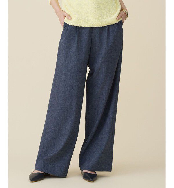 自由区「【セットアップ対応】ソフトリネンダンガリーワイド パンツ」|その他|ネイビー