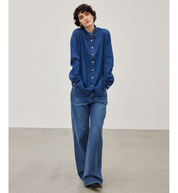 BEIGE,「【洗える】DELAUP / ダンガリー風コットンデニムシャツ」|シャツ・ブラウス|