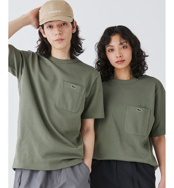 LACOSTE「鹿の子地ポケット半袖Tシャツ」|Tシャツ・カットソー|モスグリーン
