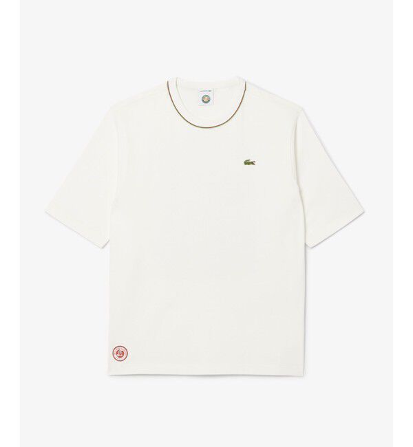 LACOSTE「ローラン・ギャロスコラボ 配色ライン バックプリントTシャツ」|Tシャツ・カットソー|