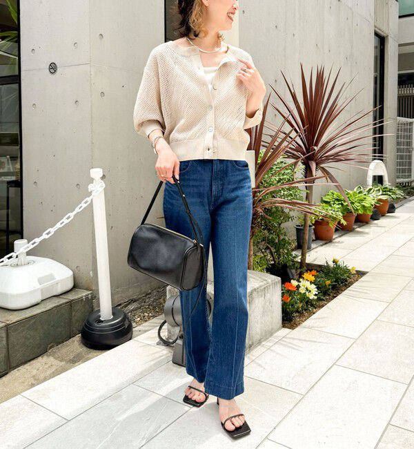 NOLLEY'S「《手洗い可能》スパンコールメッシュ5分袖カーディガン」|カーディガン|