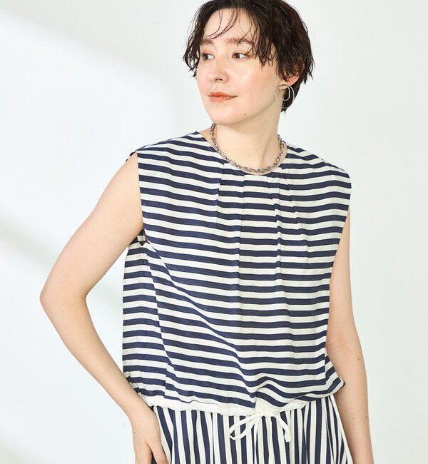 NOLLEY'S「《セットアップ対応》ドビーボーダータックブラウス」|シャツ・ブラウス|ブルー系その他7