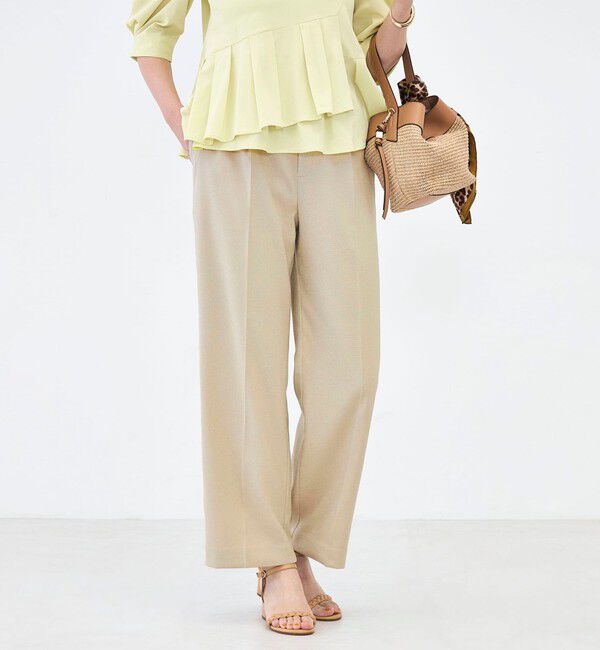 NOLLEY'S「ウォッシャブルハイスペック麻調愛されセミワイドパンツ」|その他|ベージュ