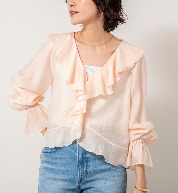 NOLLEY'S sophi「ウォッシャブルシアーラッフル羽織りブラウス」|シャツ・ブラウス|ベビーピンク