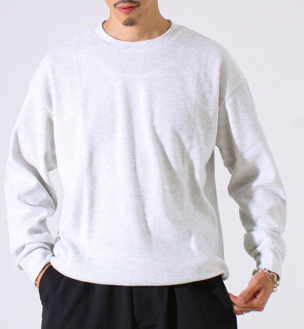 GLOSTER「【レイヤードに最適】起毛ワッフル 裾ドロストロンT」|Tシャツ・カットソー|ヘザ－グレー