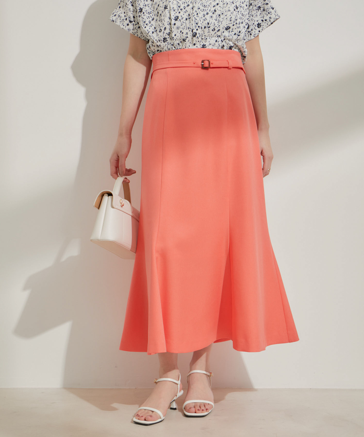 VIS「【洗える】共布ベルト付マーメイドスカート」|スカート|オレンジ系(71)