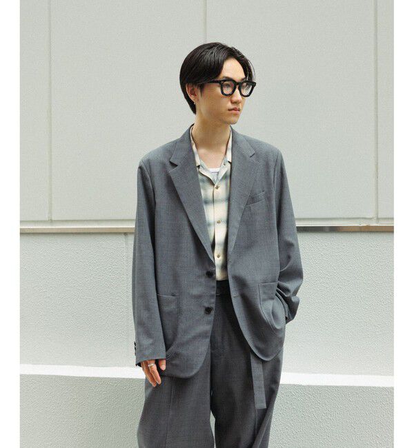 ADAM ET ROPE'「サマーウーステッド ボックスシルエット アンコンジャケット / セットアップ可能」|テーラードジャケット|