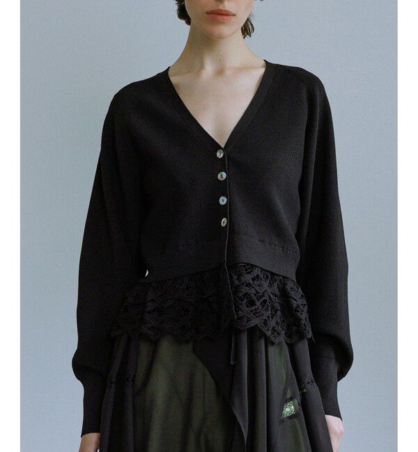 ADAM ET ROPE'「バテンレースコンビニットカーディガン」|カーディガン|ブラック(01)
