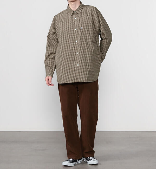 GYMPHLEX「Gymphlex | ミニチェック レギュラーカラー長袖シャツ MEN」|シャツ・ブラウス|