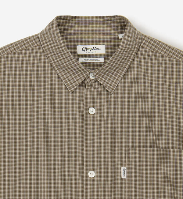 GYMPHLEX「Gymphlex | ミニチェック レギュラーカラー長袖シャツ MEN」|シャツ・ブラウス|