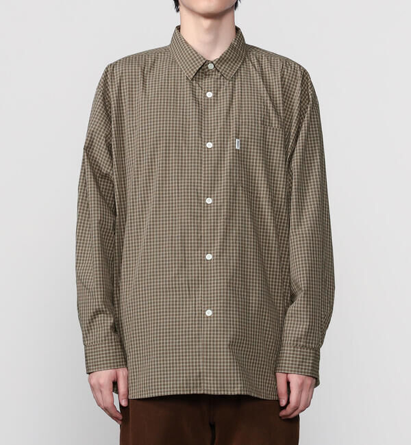 GYMPHLEX「Gymphlex | ミニチェック レギュラーカラー長袖シャツ MEN」|シャツ・ブラウス|