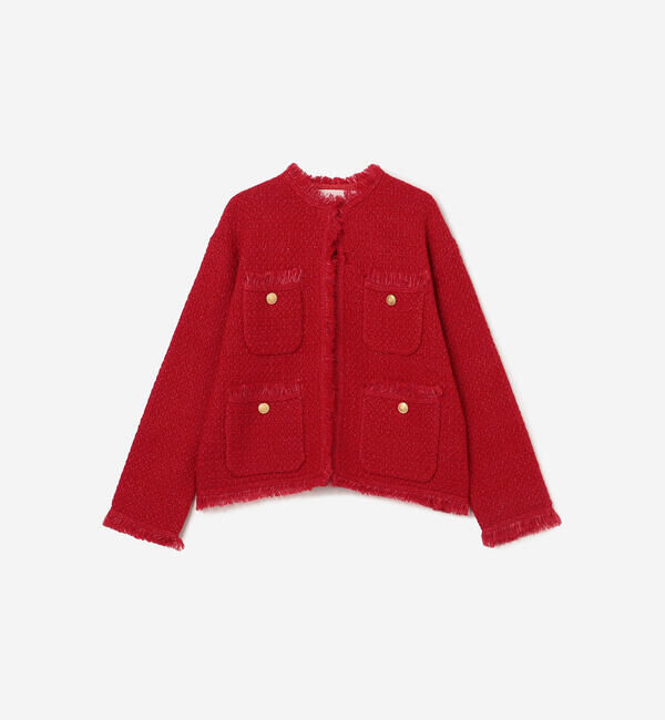  「ADAWAS | 〈別注〉ツイードニット ジャケット WOMEN」|ニット・セーター|RED