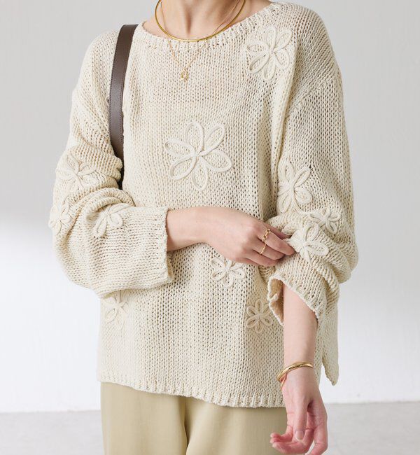  「フラワールーズコットン混ニット」|ニット・セーター|