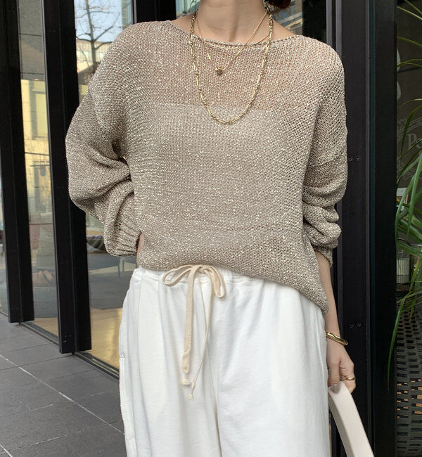  「【WEB限定】ラメ針抜きプルオーバー」|ニット・セーター|