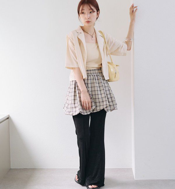  「【新色追加/低身長サイズ/2サイズ展開】シアーリブフレアパンツ」|その他|