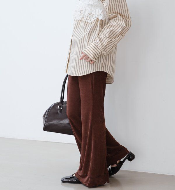  「【新色追加/低身長サイズ/2サイズ展開】シアーリブフレアパンツ」|その他|