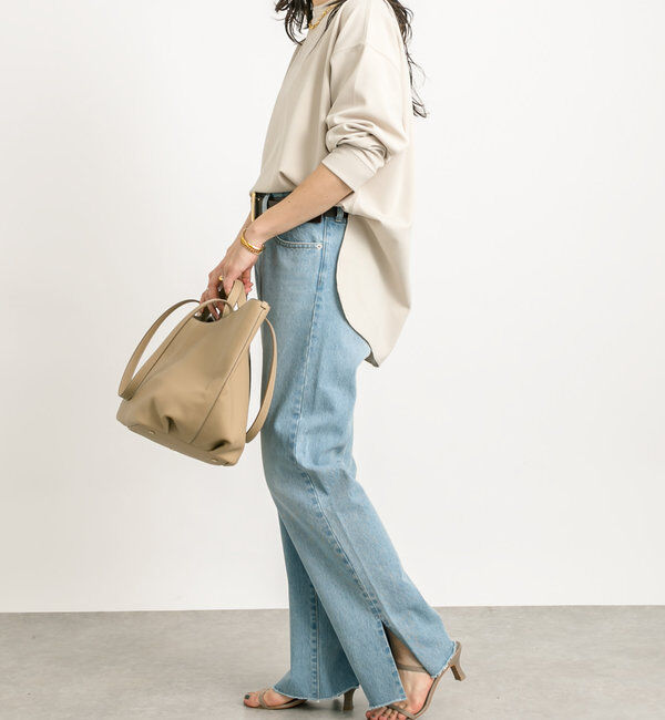  「【全骨格美脚見え！】slit DENIM」|デニム|