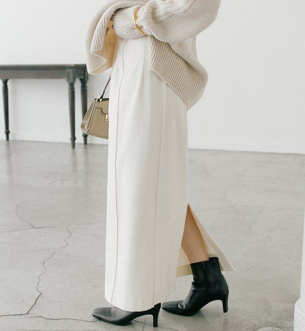  「【暖かく着れる】両面起毛ピンタックナロースカート」|スカート|