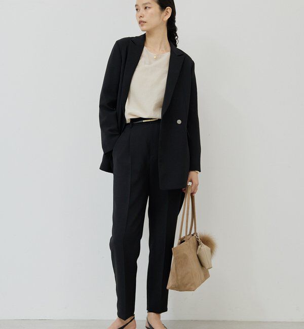  「【シワになりにくい】ジャージーテーパードパンツ」|チノ|