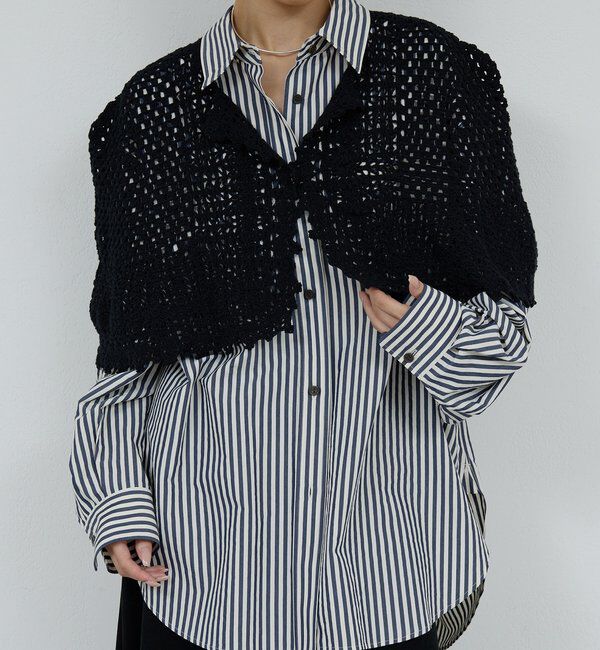  「【HERITANOVUM】クロシェットケープ」|ニット・セーター|ブラック