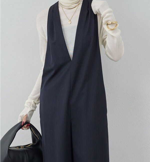  「梳毛オールインワン」|ワンピース|ネイビー