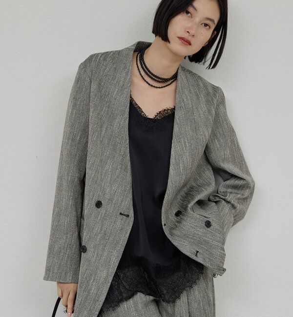 GALLARDAGALANTE/【セットアップ対応】ノーカラーツイードジャケット