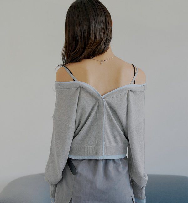  「バイカラーラメシアーカーディガン」|カーディガン|