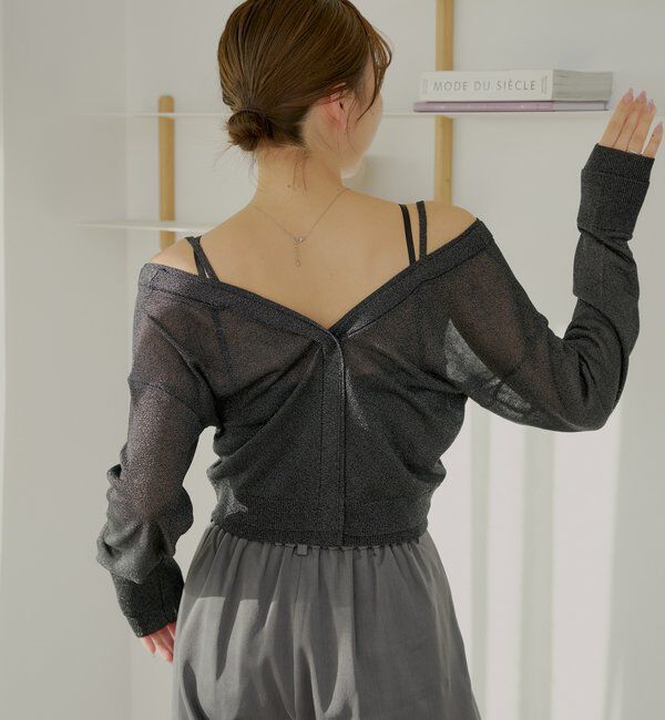  「バイカラーラメシアーカーディガン」|カーディガン|