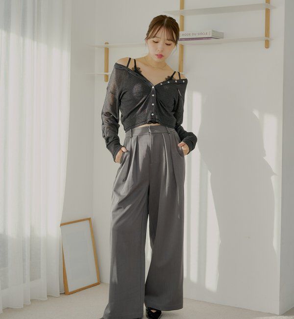  「バイカラーラメシアーカーディガン」|カーディガン|