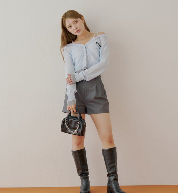  「バイカラーラメシアーカーディガン」|カーディガン|