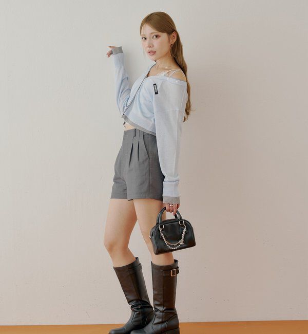  「バイカラーラメシアーカーディガン」|カーディガン|