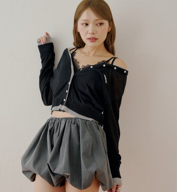  「バイカラーラメシアーカーディガン」|カーディガン|