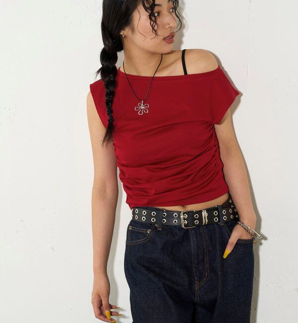  「【5色展開】マルチウェイギャザーオフショルノースリーブ」|キャミソール|