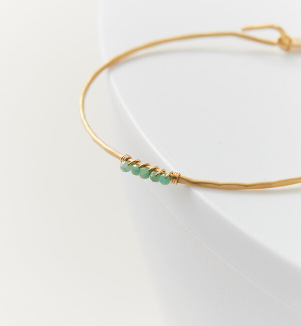 collex「【Ljud/ユード】5grain天然石バングル ゴールド」|ブレスレット・バングル|エメラルドグリーン