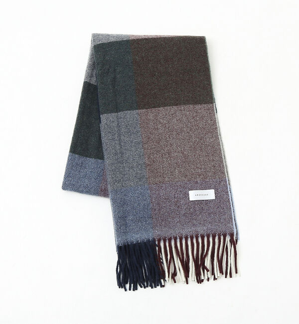 ABAHOUSE「イタリア製 ウール&times;カシミヤ チェック柄 マフラー 50&times;190」|マフラー|ブルー