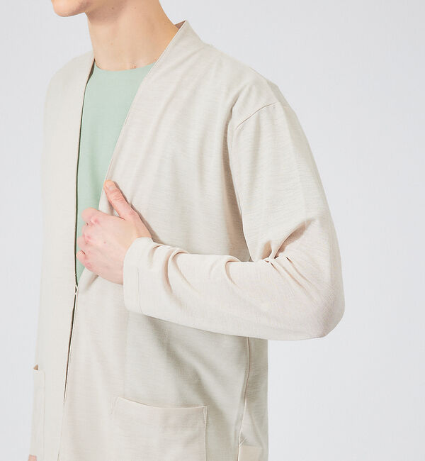 ABAHOUSE「【定番/シアー素材】ストレッチ カノコ ワンボタン カーディガン」|カーディガン|