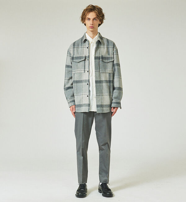 ABAHOUSE「【シャギー素材】ネルチェック オーバーサイズ CPOシャツ /シャツブルゾン」|ブルゾン・スタジャン|